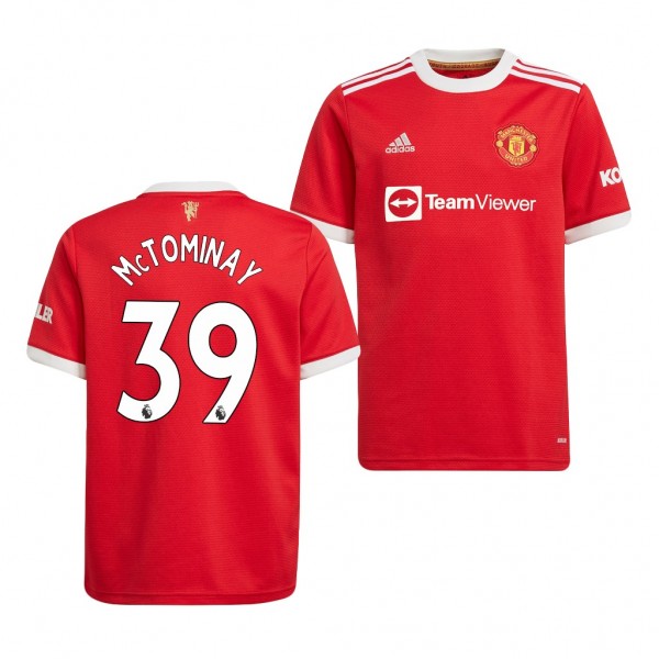 Youth Scott McTominay Jersey Manchester United 2021-22 Red Home Replica
