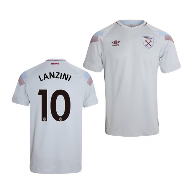 Men's Third West Ham United Manuel Lanzini Jersey Light Grey
