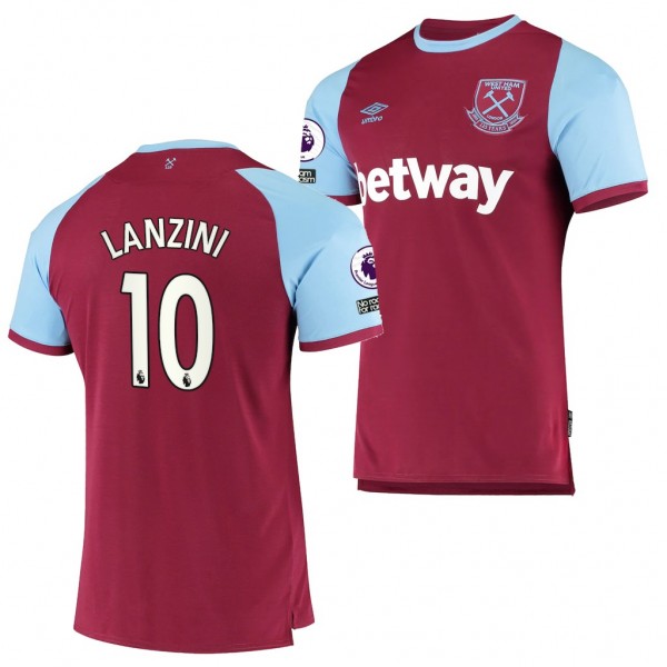 Men's Manuel Lanzini West Ham United Home Jersey Claret 2021