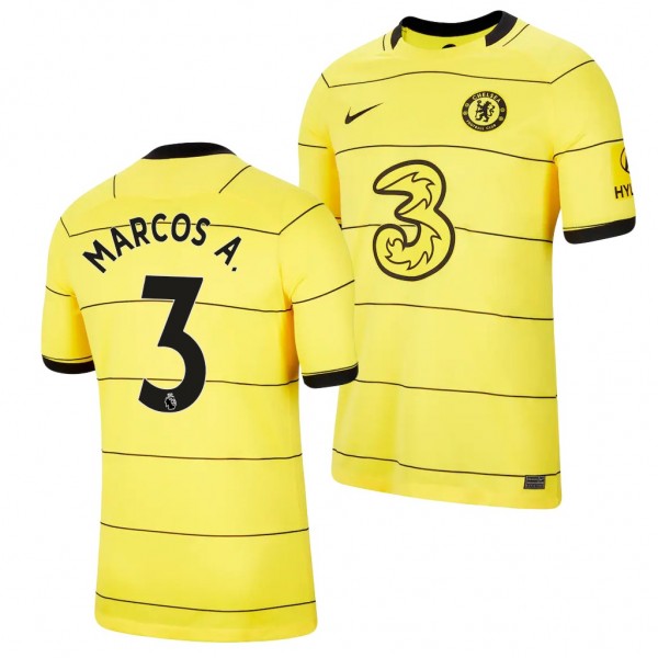 Men's Marcos Alonso Chelsea 2021-22 Away Jersey Yellow Replica