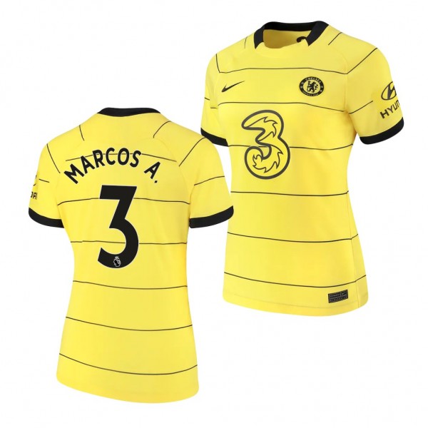 Women's Marcos Alonso Jersey Chelsea Away Yellow Replica 2021-22