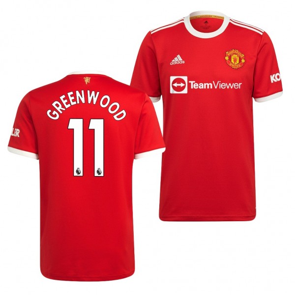 Men's Mason Greenwood Manchester United 2021-22 Home Jersey Red Replica