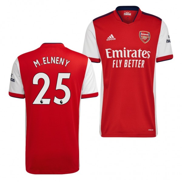Men's Mohamed Elneny Arsenal 2021-22 Home Jersey Red White Replica