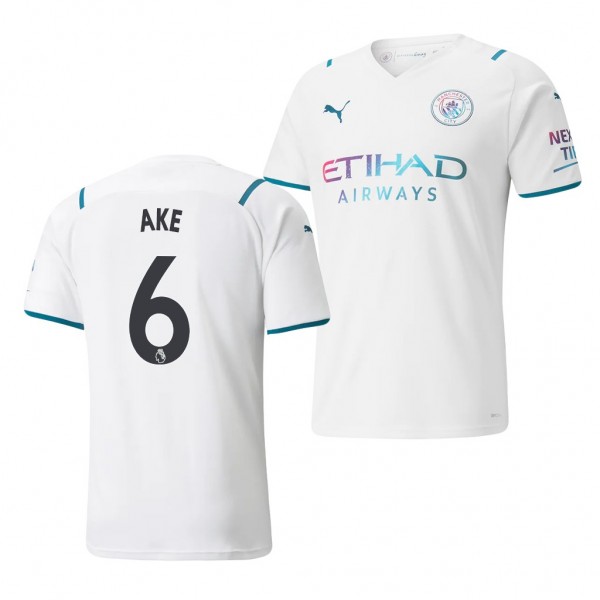 Men's Nathan Ake Manchester City 2021-22 Away Jersey White Replica
