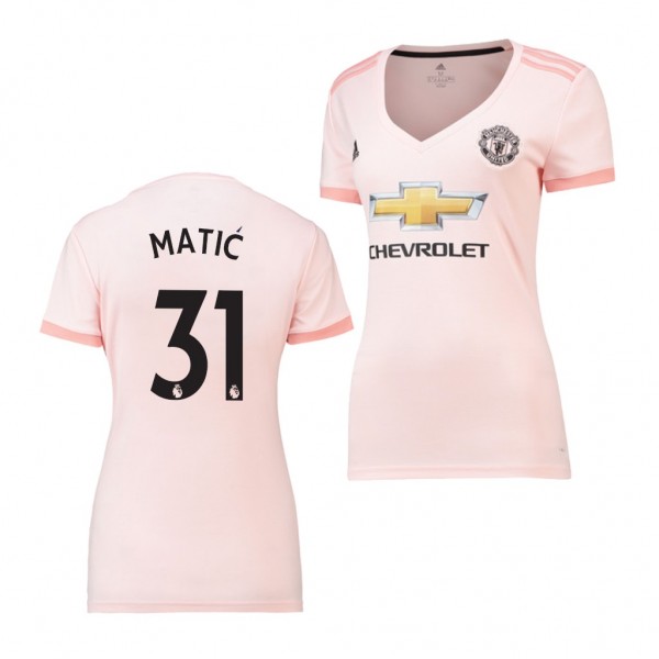 Women's Away Manchester United Nemanja Matic Jersey Pink