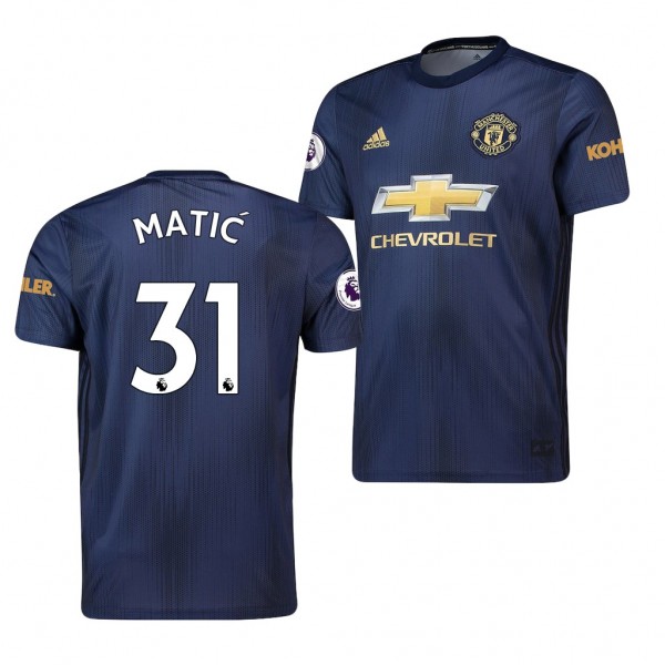 Men's Replica Manchester United Nemanja Matic Navy Jersey