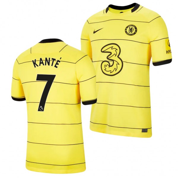 Men's N'Golo Kante Chelsea 2021-22 Away Jersey Yellow Replica