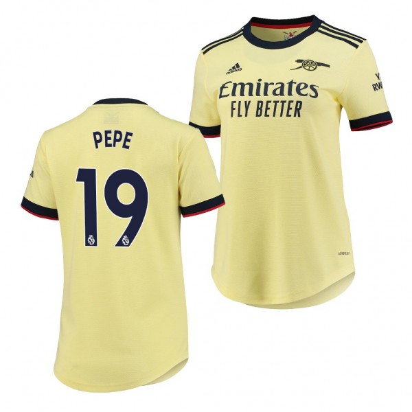 Women's Nicolas Pepe Jersey Arsenal Away Yellow Replica 2021-22