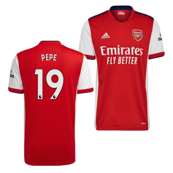 Men's Nicolas Pepe Arsenal 2021-22 Home Jersey Red White Replica