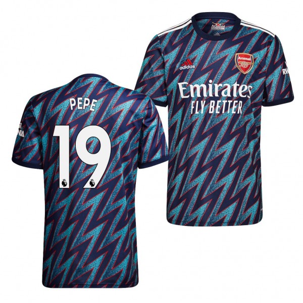 Men's Nicolas Pepe Arsenal 2021-22 Third Jersey Blue Replica
