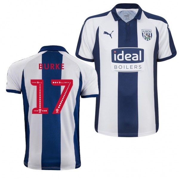 Men's West Bromwich Albion Home Oliver Burke Jersey Navy White