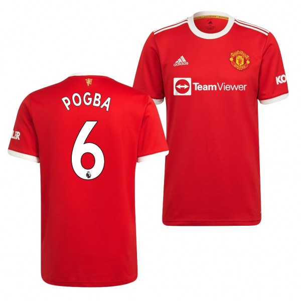 Men's Paul Pogba Manchester United 2021-22 Home Jersey Red Replica