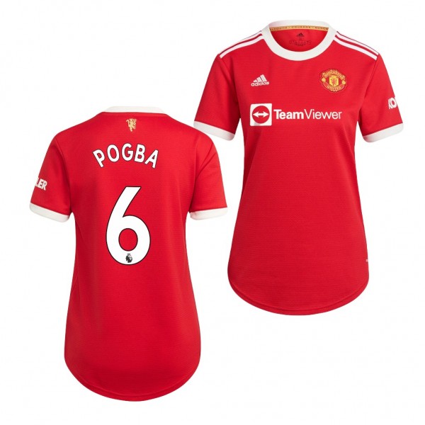 Women's Paul Pogba Jersey Manchester United Home Red Replica 2021-22