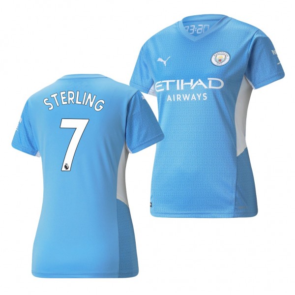 Women's Raheem Sterling Jersey Manchester City Home Light Blue Replica 2021-22