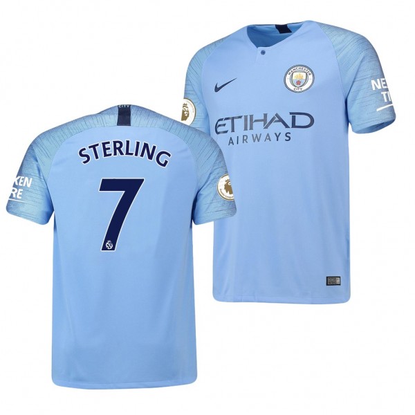 Men's Manchester City Replica Raheem Sterling Jersey Light Blue