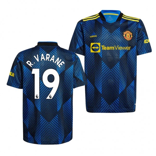 Men's Raphael Varane Manchester United 2021-22 Third Jersey Blue Replica