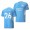Men's Riyad Mahrez Manchester City 2021-22 Home Jersey Light Blue Replica