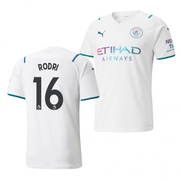Men's Rodri Manchester City 2021-22 Away Jersey White Replica