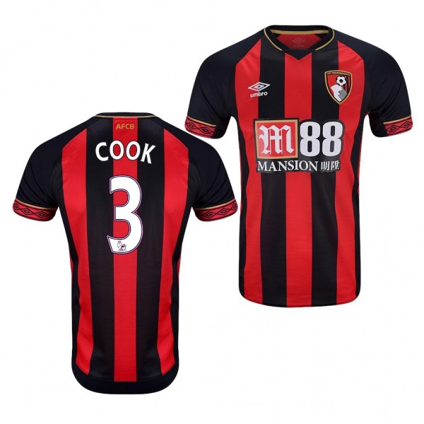 Men's Bournemouth Home Steve Cook Jersey Red Black