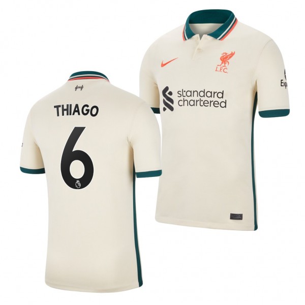 Men's Thiago Alcantara Liverpool 2021-22 Away Jersey Tan Replica