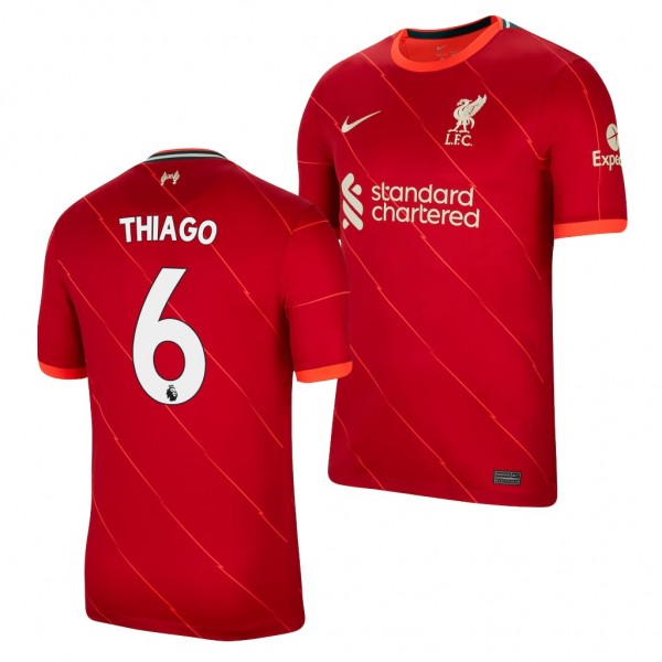 Men's Thiago Alcantara Liverpool 2021-22 Home Jersey Red Replica