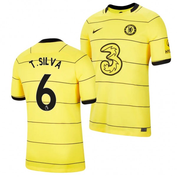Men's Thiago Silva Chelsea 2021-22 Away Jersey Yellow Replica