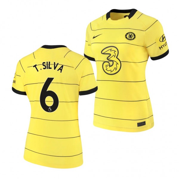 Women's Thiago Silva Jersey Chelsea Away Yellow Replica 2021-22