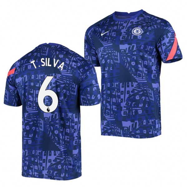 Men's Thiago Silva Chelsea Pre-Match Jersey Blue Champions League