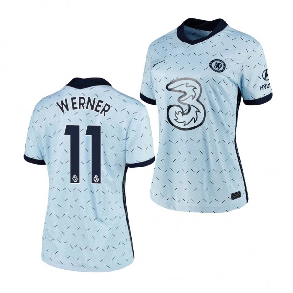 Women's Timo Werner Jersey Chelsea Away Light Blue 2020-21