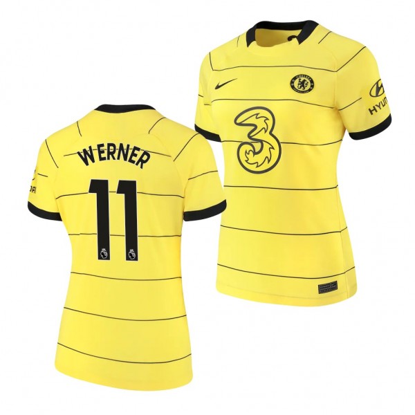 Women's Timo Werner Jersey Chelsea Away Yellow Replica 2021-22