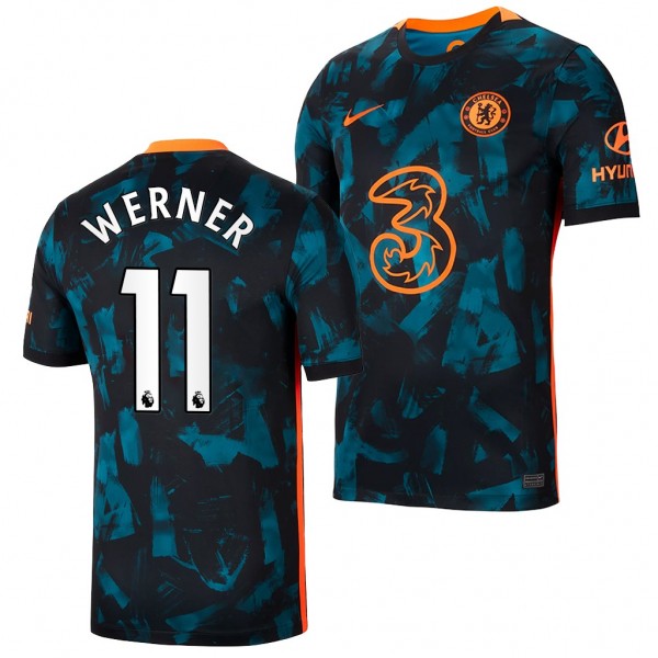 Men's Timo Werner Chelsea 2021-22 Third Jersey Green Replica