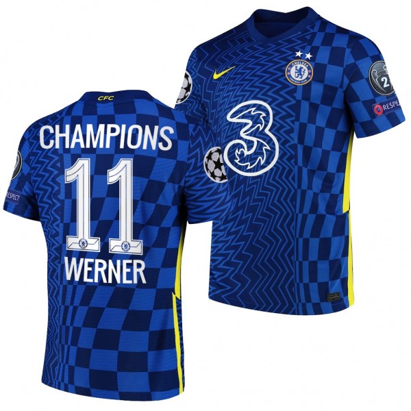 Men's Timo Werner Jersey Chelsea UCL 2021 Champions Blue Home
