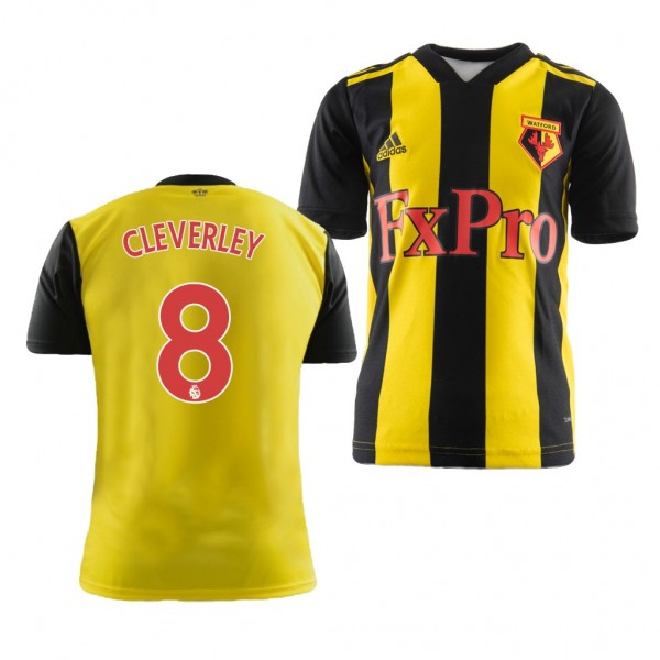 Men's Watford Home Tom Cleverley Jersey Black Yellow