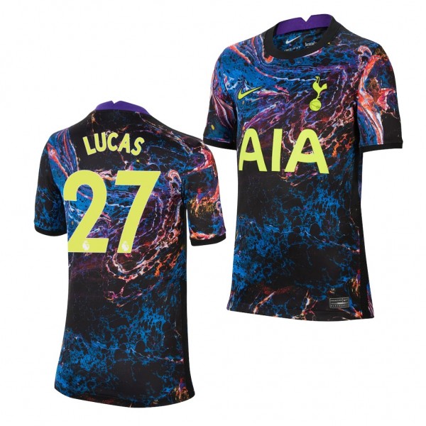 Youth Lucas Moura Jersey Tottenham Hotspur 2021-22 Black Away