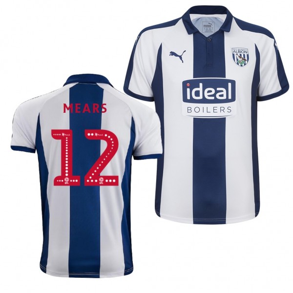 Men's West Bromwich Albion Home Tyrone Mears Jersey Navy White
