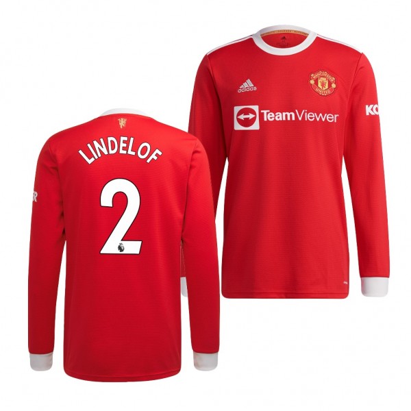 Men's Manchester United Victor Lindelof 2021-22 Home Jersey Replica Red