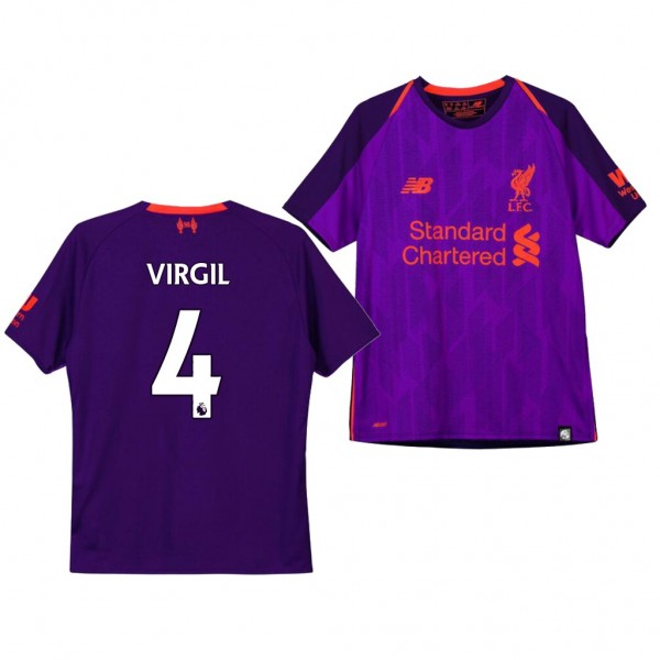 Youth Away Liverpool Virgil Van Dijk Jersey Purple