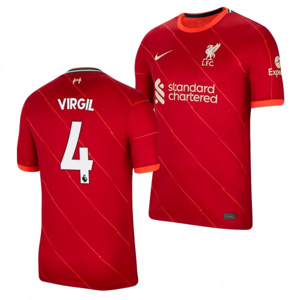 Men's Virgil Van Dijk Liverpool 2021-22 Home Jersey Red Replica