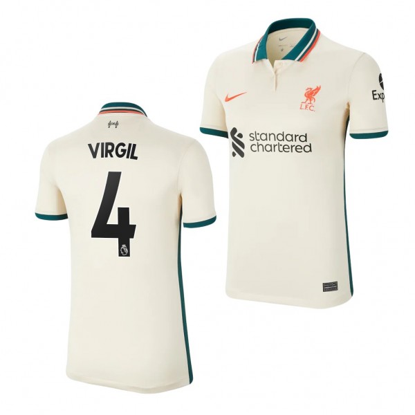 Women's Virgil Van Dijk Jersey Liverpool Away Tan Replica 2021-22