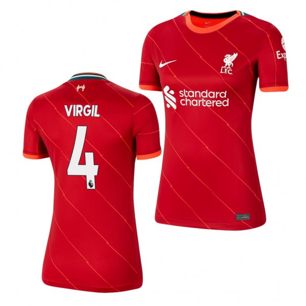 Women's Virgil Van Dijk Jersey Liverpool Home Red Replica 2021-22