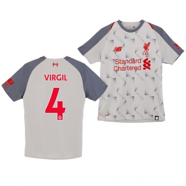 Youth Third Liverpool Virgil Van Dijk Jersey Light Grey