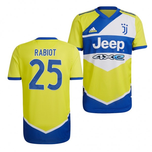 Men's Adrien Rabiot Juventus 2021-22 Third Jersey Yellow Replica