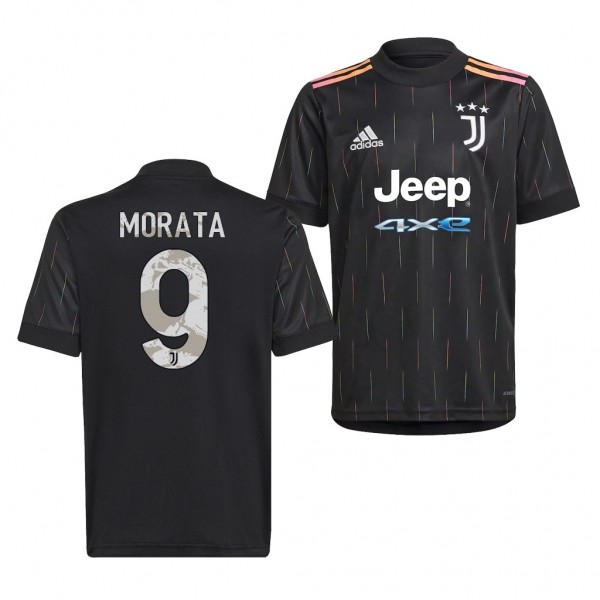 Men's Alvaro Morata Juventus 2021-22 Away Jersey Black Replica