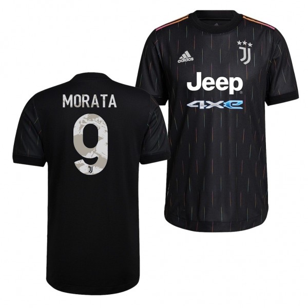 Men's Alvaro Morata Jersey Juventus Away Black 2021-22 Authentic