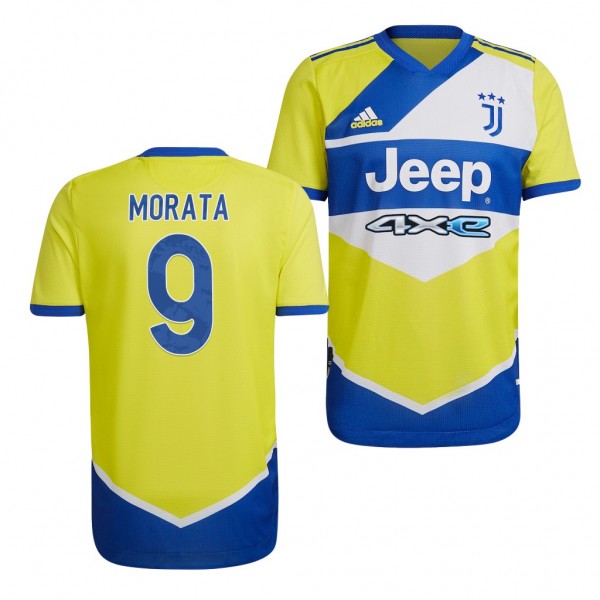 Men's Alvaro Morata Juventus 2021-22 Third Jersey Yellow Replica