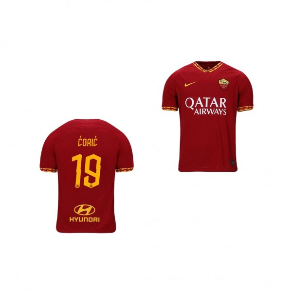 Men's AS Roma Ante Coric 19-20 Red Home Jersey Business