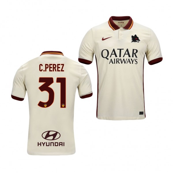 Men's Carles Perez AS Roma Away Jersey Cream