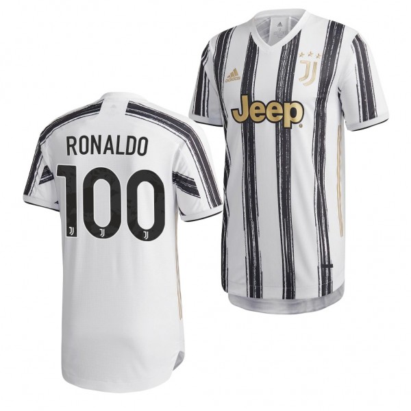Men's Cristiano Ronaldo Jersey Juventus 100 Goals White 2021 Home