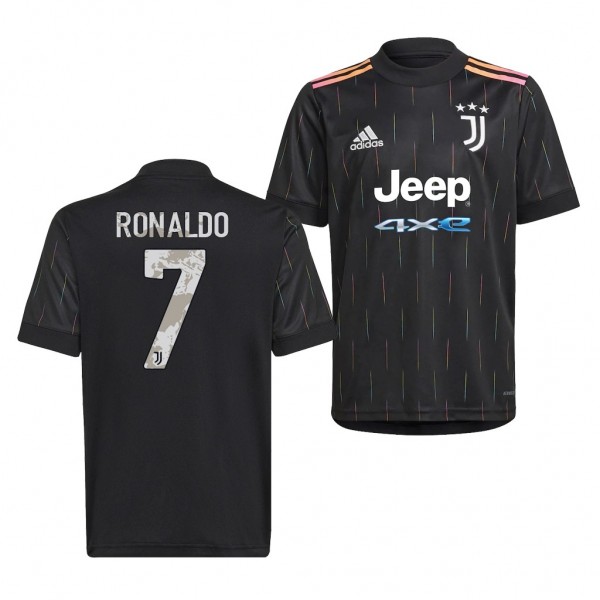 Men's Cristiano Ronaldo Juventus 2021-22 Away Jersey Black Replica