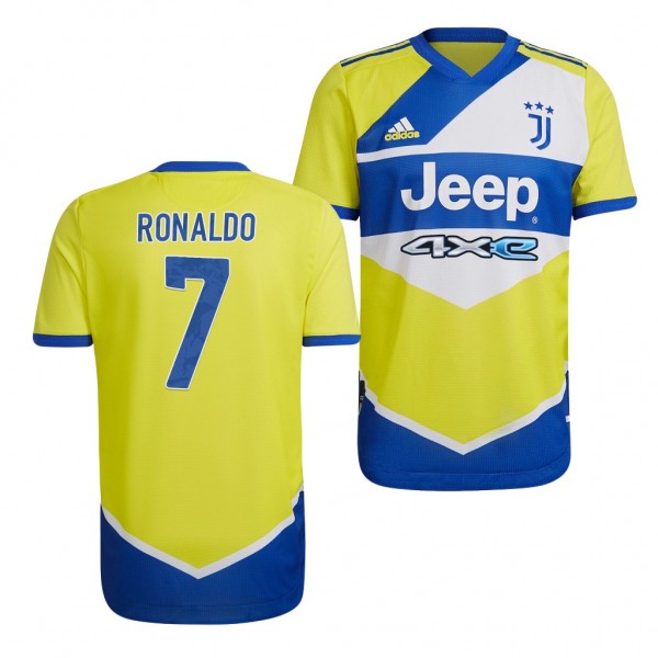 Men's Cristiano Ronaldo Juventus 2021-22 Third Jersey Yellow Replica